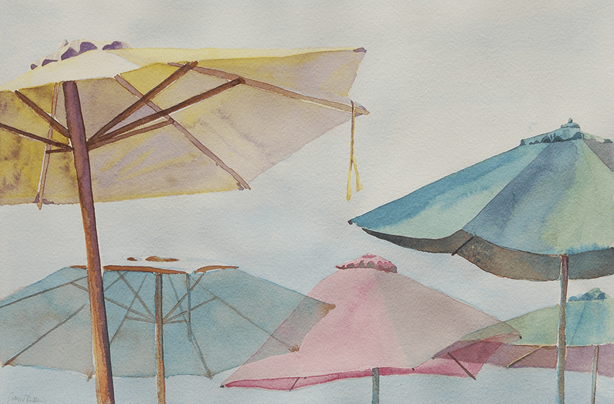 "Lombardy Umbrellas," 9.5 x 15 in.