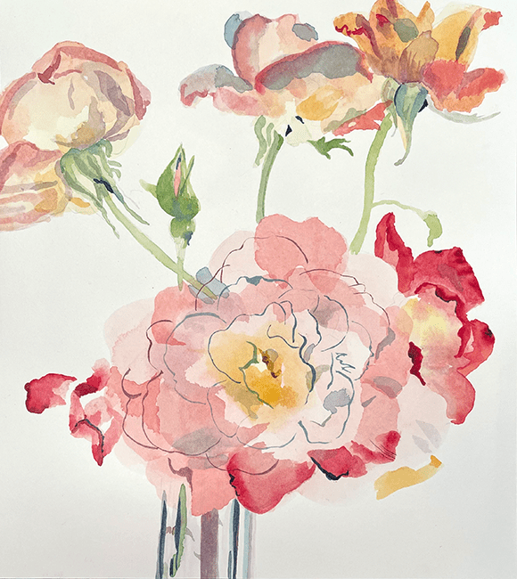 "Roses vase," 9 x 8 in.